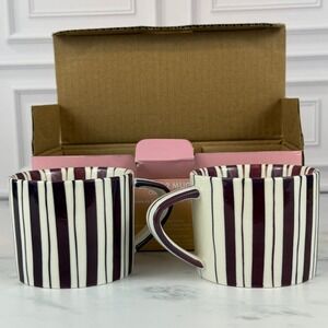 NIB PAIR (2) Noon and Moon Cherry Lacquer Mugs ADORABLE!